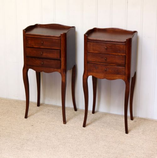 Pair of French Oak Bedside Cabinets