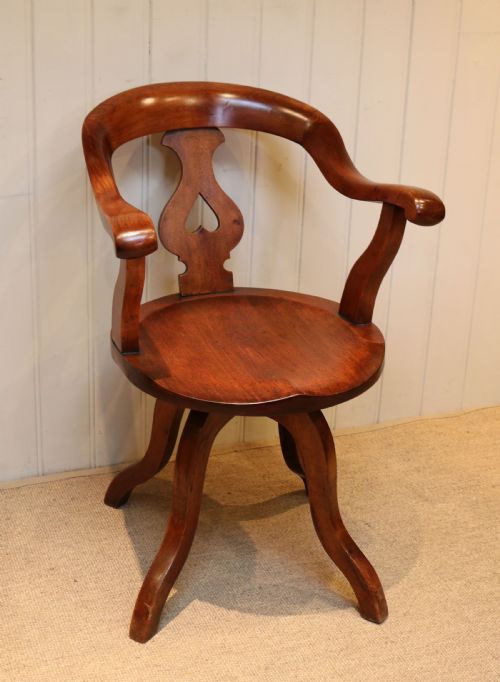 Late Victorian Walnut Revolving Desk Chair