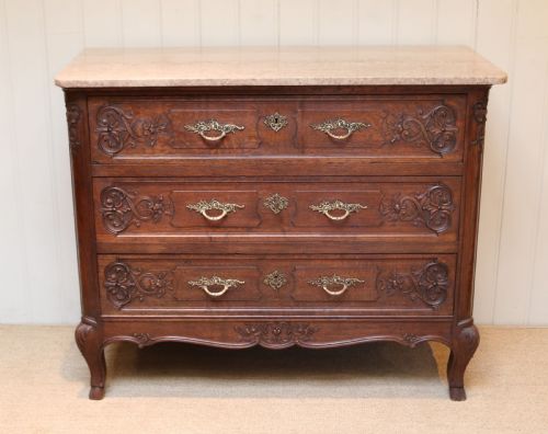 French Oak Marble Top Chest