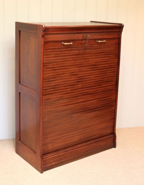 Mahogany Tambour Front Filing Cabinet