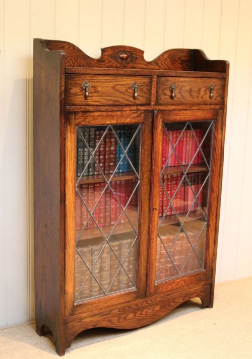 Solid Oak Glazed Bookcase