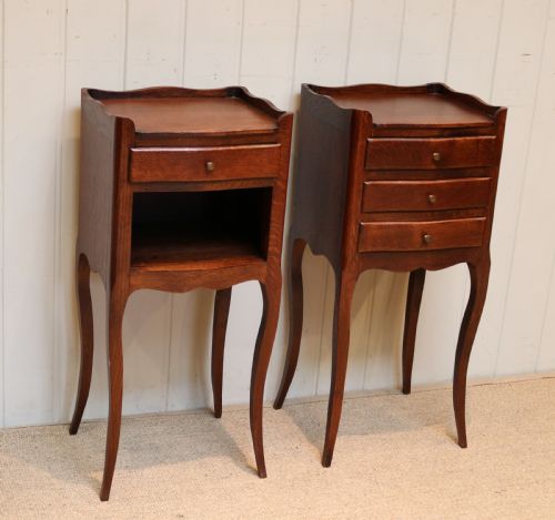 fig 1. Pair Of French Oak Bedside Tables