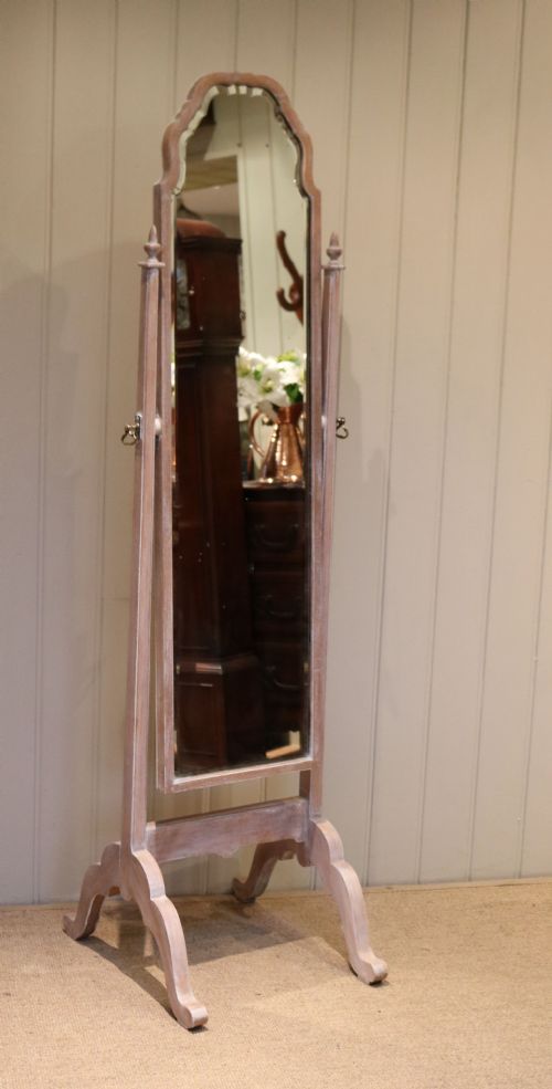 fig 1. 1920s Limed Oak Cheval Mirror