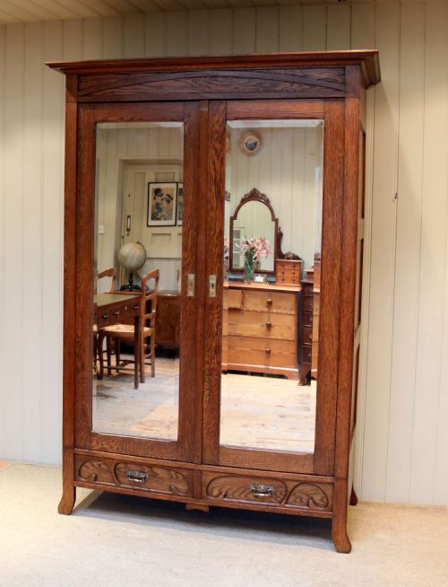 French Oak Art Nouveau Wardrobe