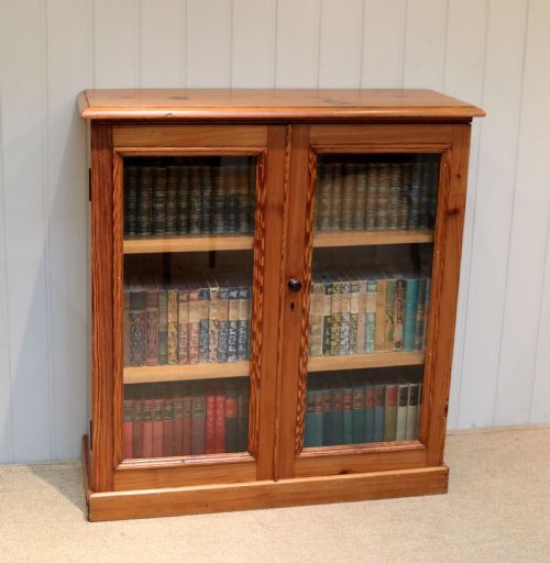 Pine Two Door Glazed Bookcase