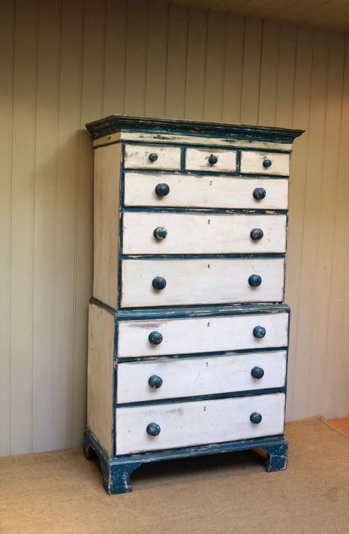 Early 19th Century Painted Pine Chest on Chest