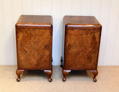 Pair of Walnut Bedside Cabinets
