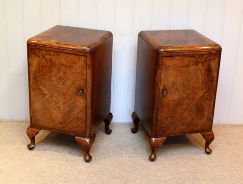 fig 1. Pair Of Walnut Bedside Cabinets