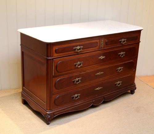fig 1. French Mahogany Marble Top Chest
