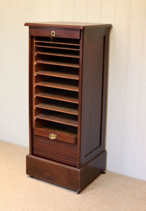 fig 1. French Mahogany Tambour Front Filing Cabinet