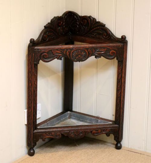 Late Victorian Oak Corner Stick Stand