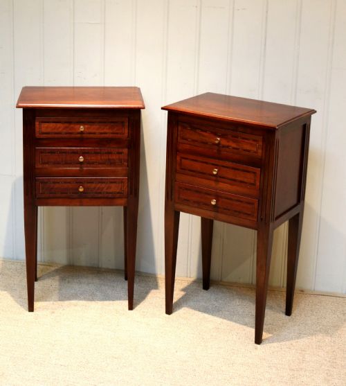 Pair of Inlaid Walnut Bedside Cabinets
