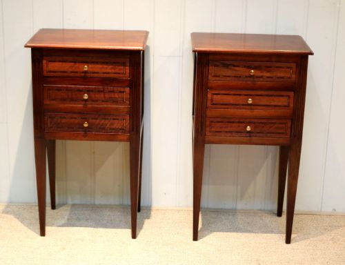 fig 1. Pair Of Inlaid Walnut Bedside Cabinets