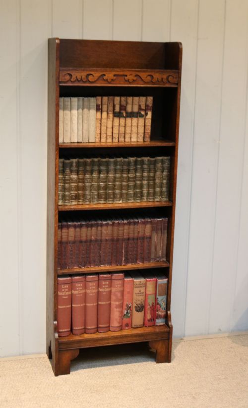 Tall Slim Oak Open Book Shelves