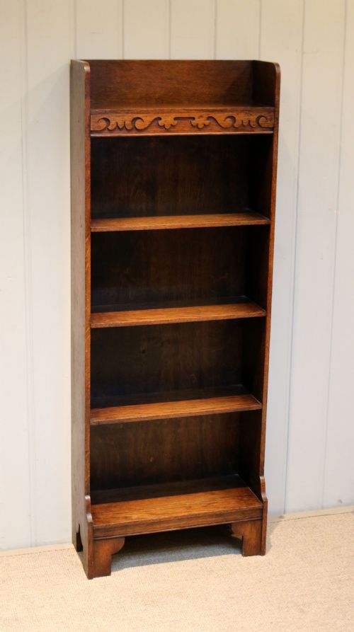 fig 1. Tall Slim Oak Open Book Shelves