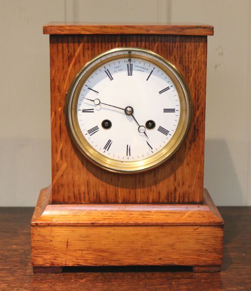 Golden Oak Mantel Clock by Queen Victoria's Clockmaker
