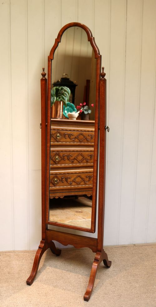 Walnut Queen Anne Style Cheval Mirror