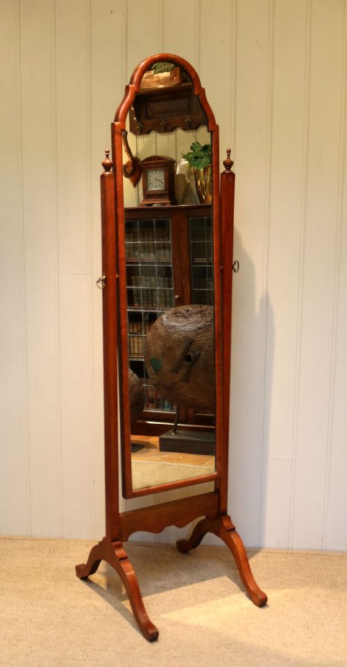 fig 1. Walnut Queen Anne Style Cheval Mirror