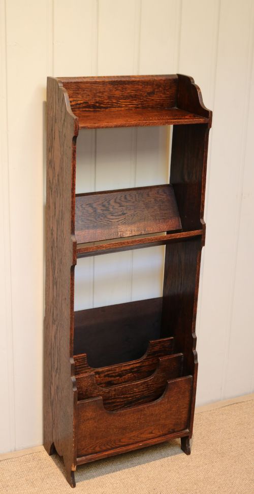 Oak Bookcase with Magazine Rack
