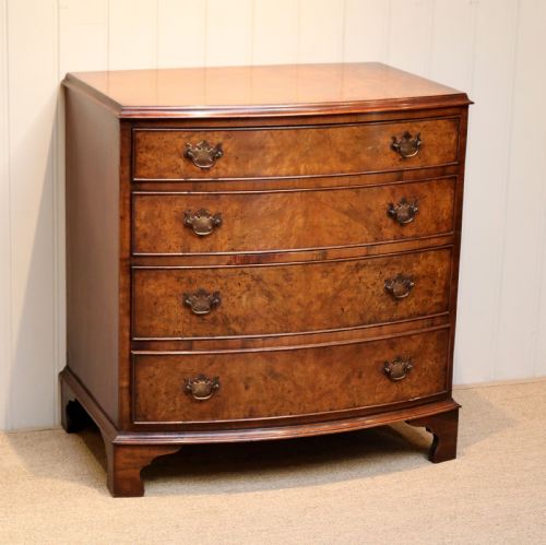 Walnut Bow Front Chest of Drawers