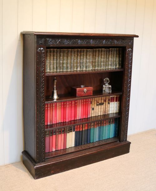 Victorian Dark Oak Open Bookcase