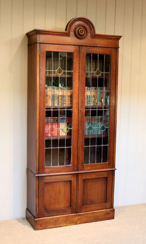 Tall Oak Cabinet Bookcase