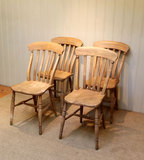 Matched Set of Four Beech Chairs