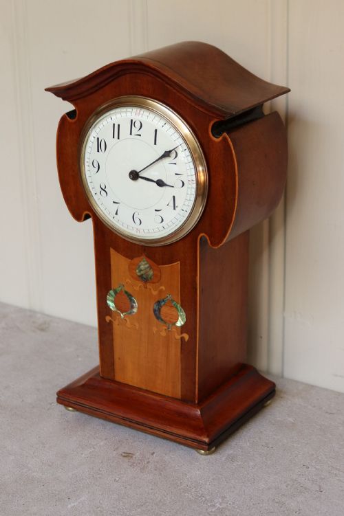 fig 1. Art Nouveau Mahogany Mantel Clock