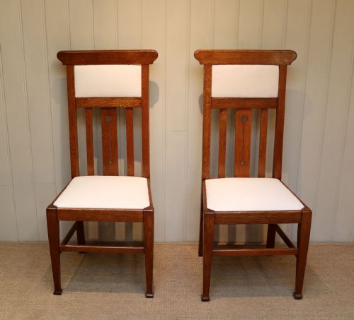 fig 1. Set Of Six Oak Arts And Crafts Dining Chairs