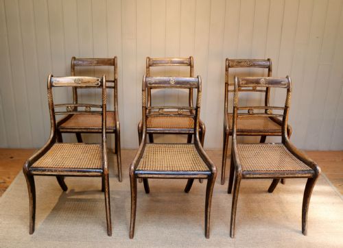 Set of Six Regency Cane Seat Chairs