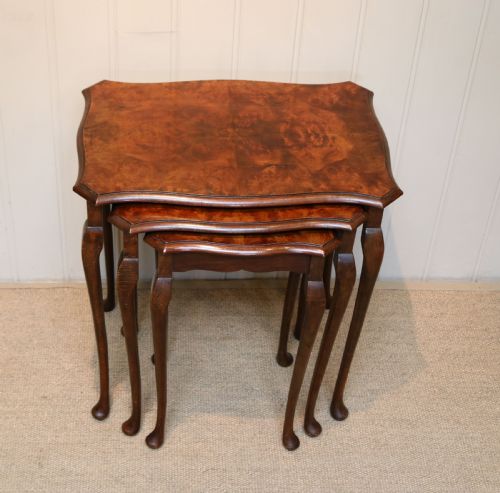 Burr Walnut Nest of  Three Tables