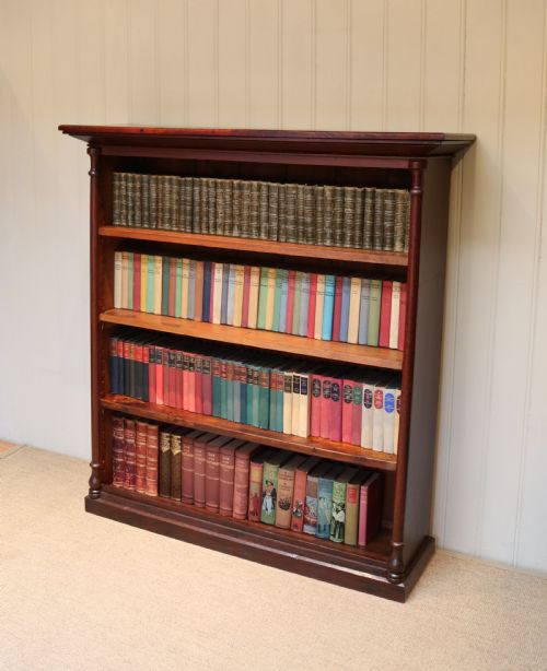 Rustic Mahogany and Pine Open Bookcase