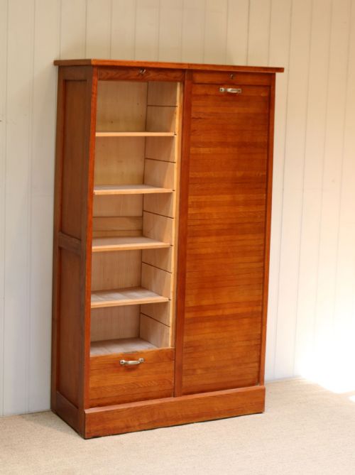 fig 1. French Oak Double Tambour Front Filing Cabinet