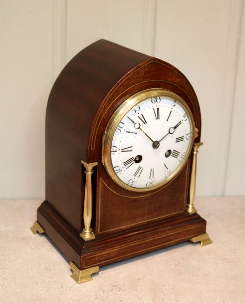 fig 2. Mahogany Inlaid Lancet Top Mantel Clock