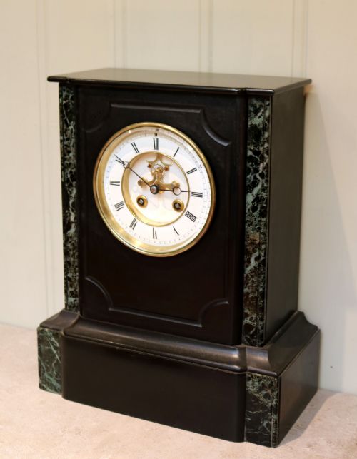 fig 1. Late 19th Century Polished Slate Mantel Clock (France, c. 1870)