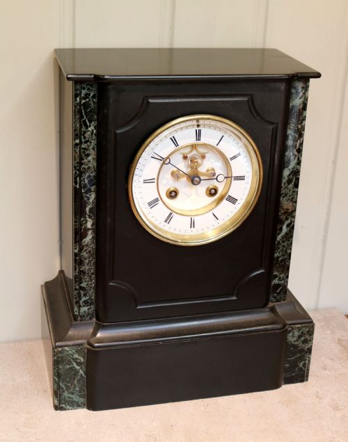 fig 2. Late 19th Century Polished Slate Mantel Clock (France, c. 1870)