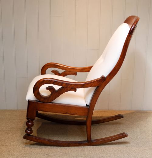 Victorian Mahogany Upholstered Rocking Chair