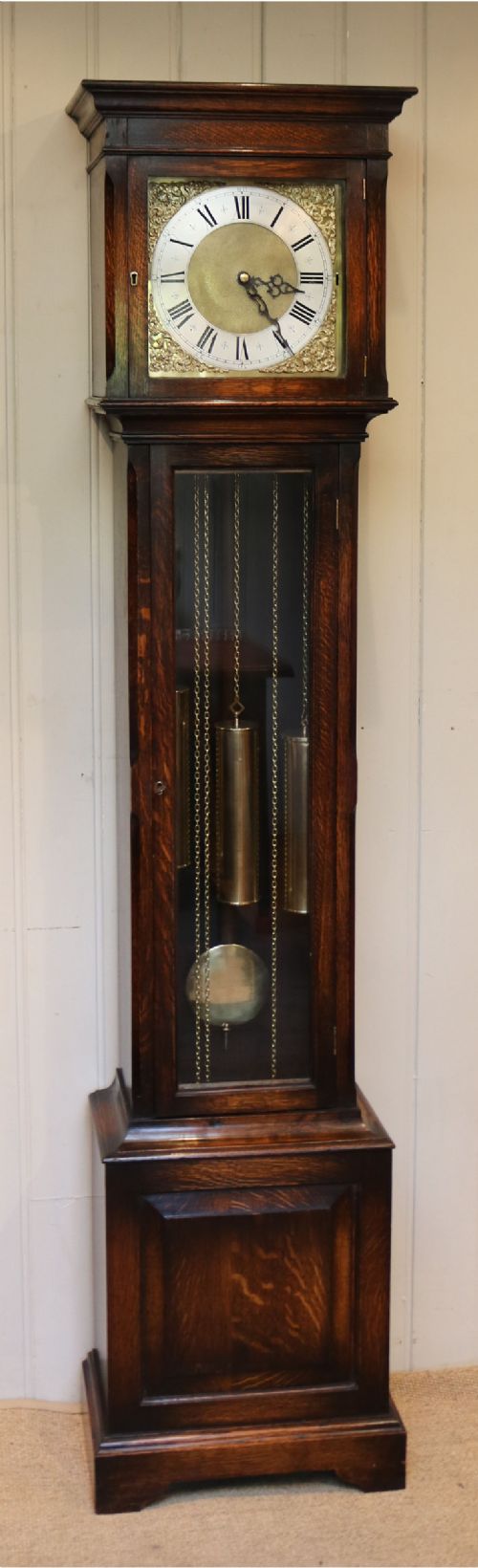 Small Oak Chiming Longcase Clock