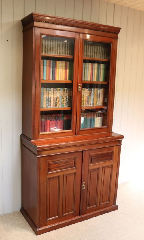 Edwardian Walnut Cabinet Bookcase
