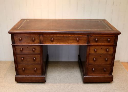 Edwardian Oak Pedestal Desk