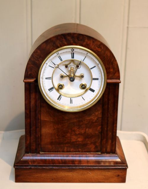 Walnut Arch Top Mantel Clock