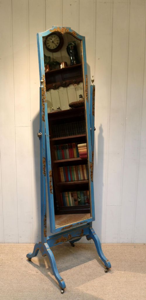 fig 1. Unusual Blue Chinoiserie Cheval Mirror