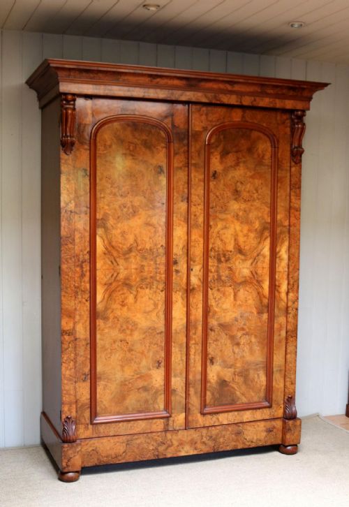 Victorian Burr Walnut Two Door Wardrobe