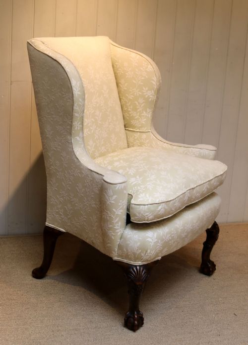 Mid Georgian Style Walnut Wing Armchair