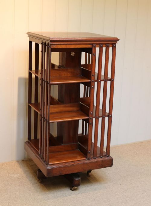 Tall Mahogany Maple & Co Revolving Bookcase