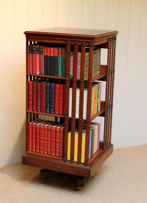 fig 1. Tall Mahogany Maple & Co Revolving Bookcase