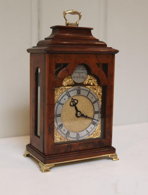 fig 1. Miniature Walnut Bracket Clock By Clockmaker To The King