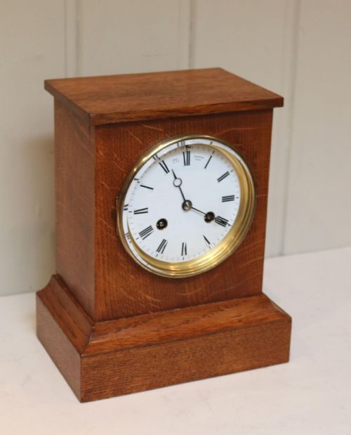 fig 1. Golden Oak Mantel Clock By Queen Victoria's Clockmaker