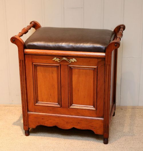 Edwardian Walnut Piano Stool