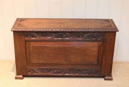 Solid Oak Carved Coffer